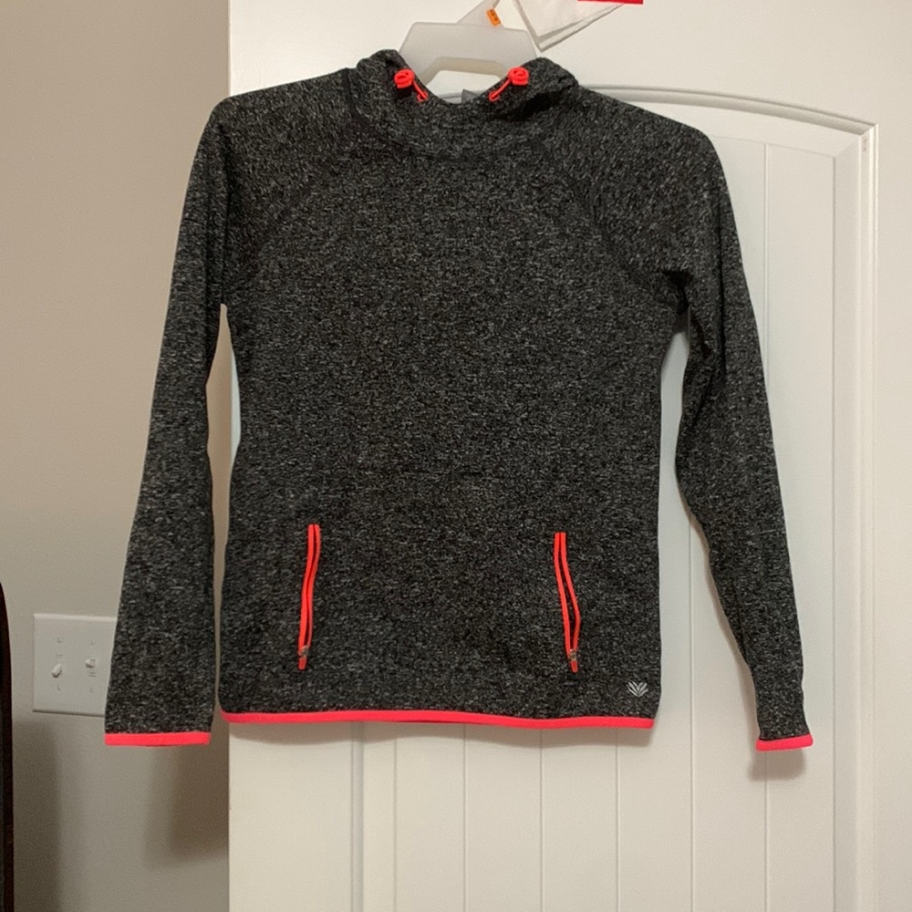 Gray/pink Forever 21 Athletic Fitted Hoodie with Zip front pockets